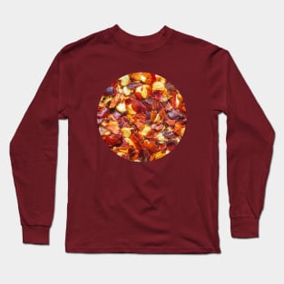 Spicy Red Hot Pepper Chili Flakes Circle Photograph Long Sleeve T-Shirt